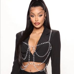 Embellished crop top blazer